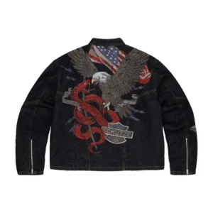 indigo raw denim Biker jacket